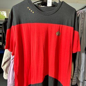 Star Trek Red & Black Captain Picard Commander Shirt SZ 2XL